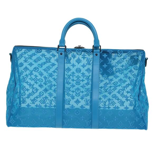 LOUIS VUITTON Monogram Mesh Keepall Triangle 50 Bag Blue M45048 - Picture 2 of 16